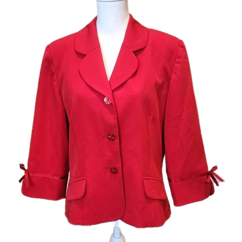 Vintage Bob Mackie Studio Jacket Blazer Womens 12 Red‎ Career Classic 80s 90s